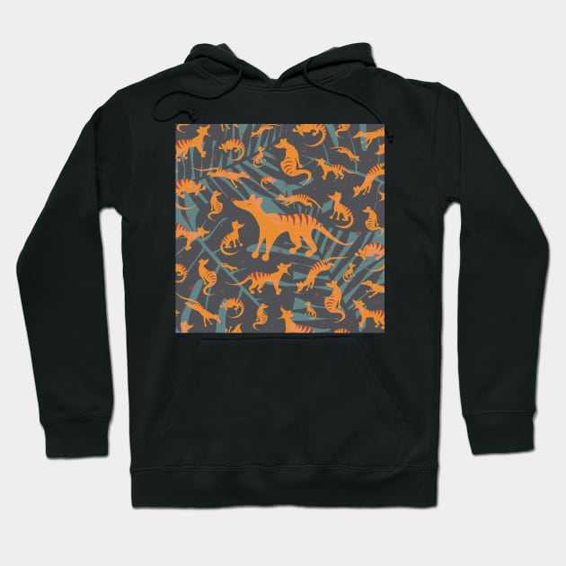 Salted Caramel Tasmanian Tigers Jungle Pattern Hoodie by PurpleMoose